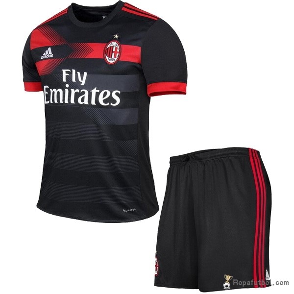 Camiseta AC Milan Replica Tercera Ropa Niños 2017/18 Negro